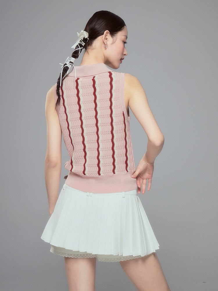 Lace A-line Pleated Skirt Pants