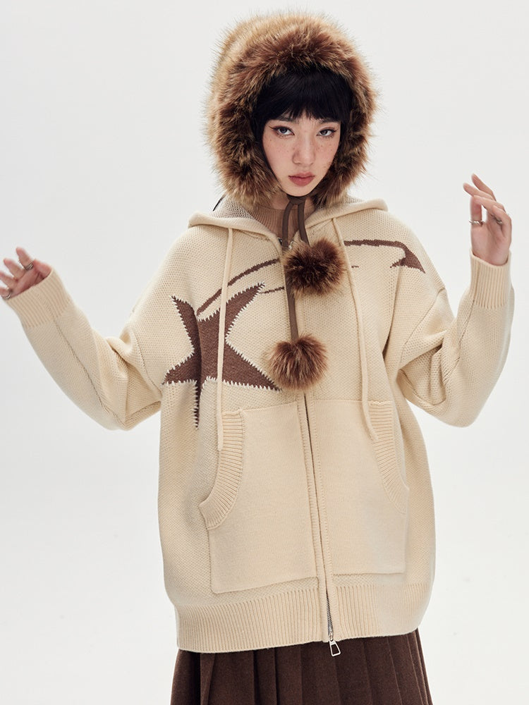 스타 후드 스웨터