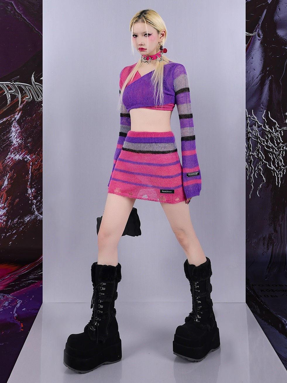 Impact Color Stripe Strick Top & Rock