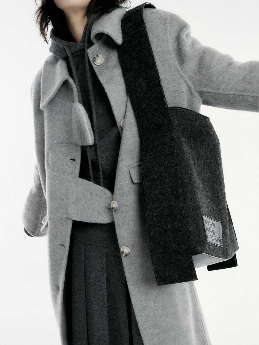 니치 양모 긴 코트