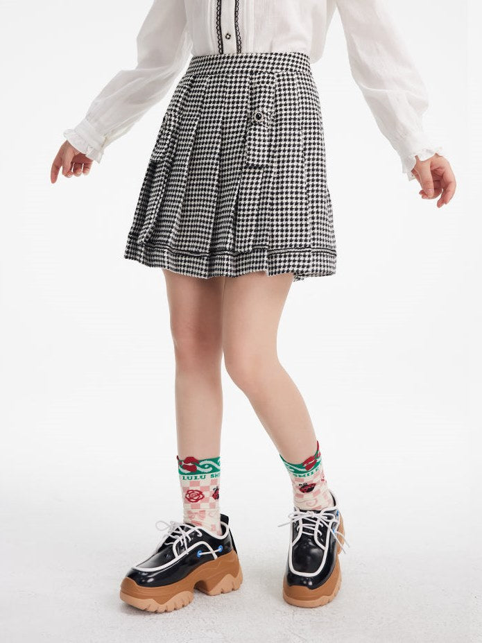 Plaid Short Pleats Skirt