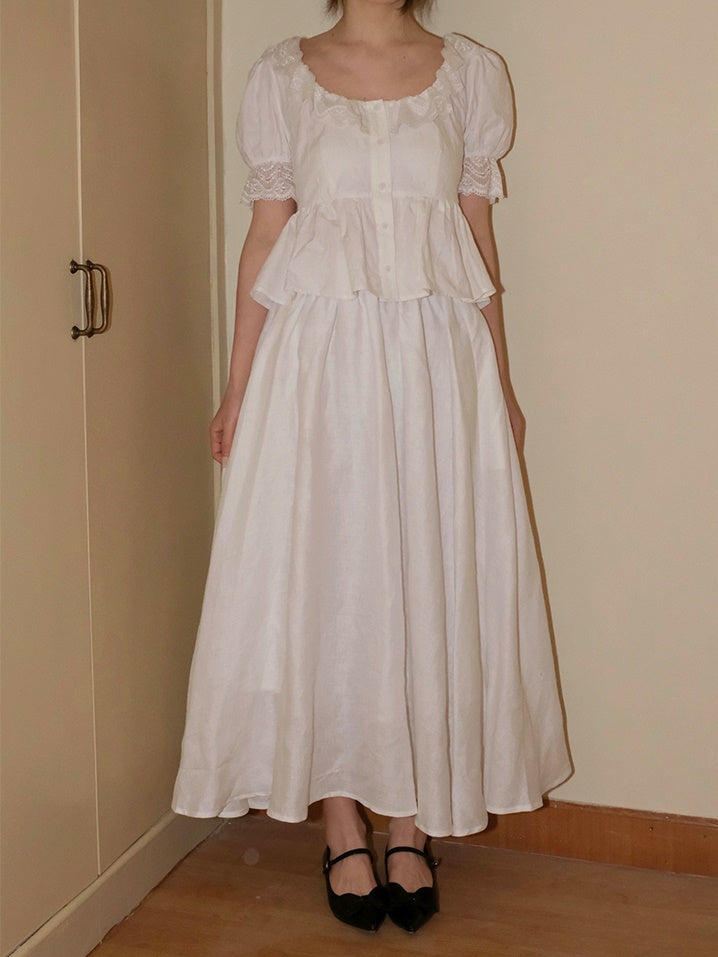 Französischer Spitzenpuffhemd Hemd