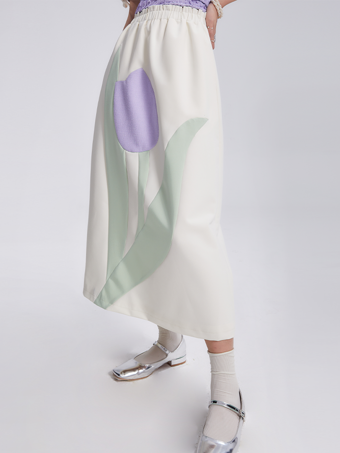 Tulip Bow Short-Sleeed Top & Skirt