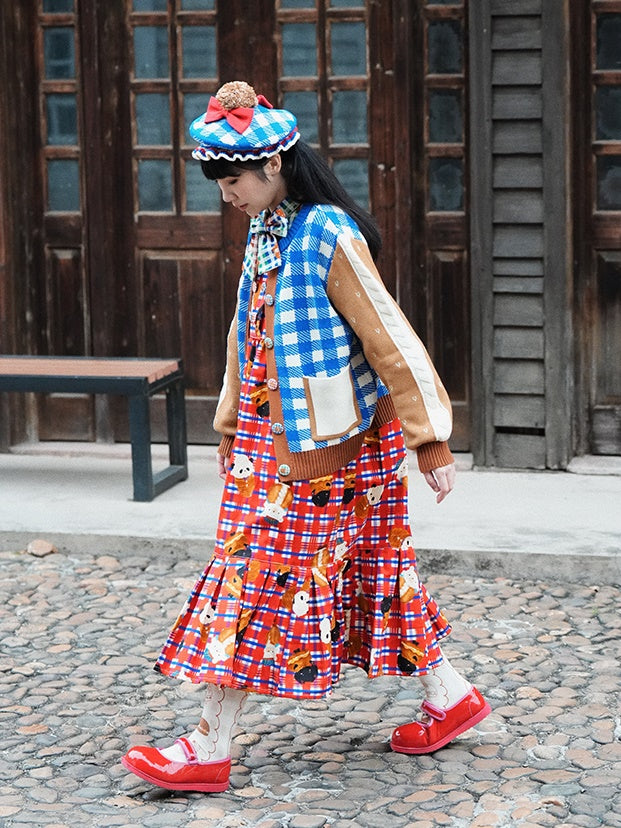 Langmischte Strickjacke tragen