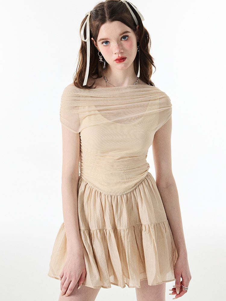 One-Shoulder Slim Fit Tüllkleid