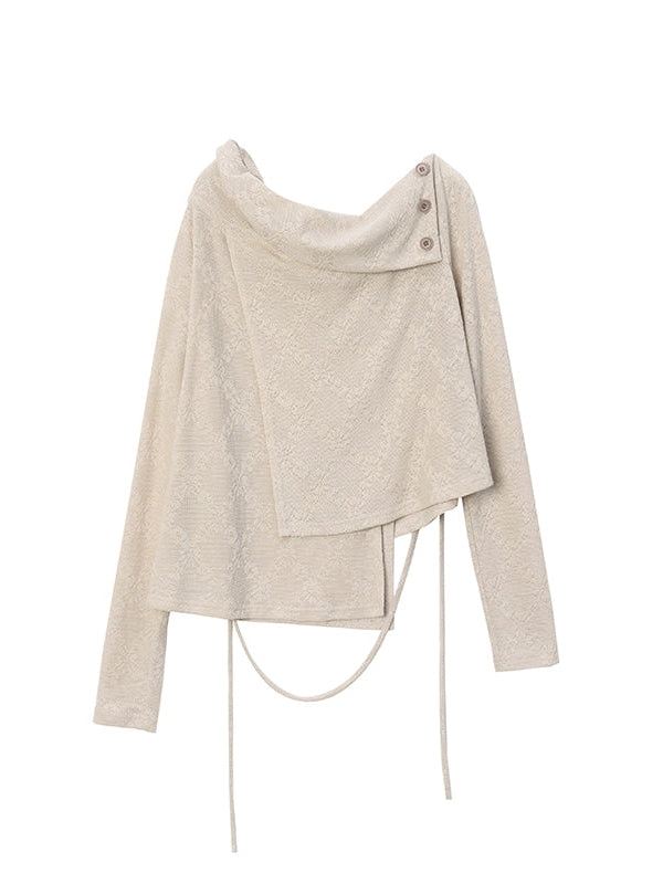 JACQUARD STRAPS ONE WORD COLLAR TOP & TROUSERS