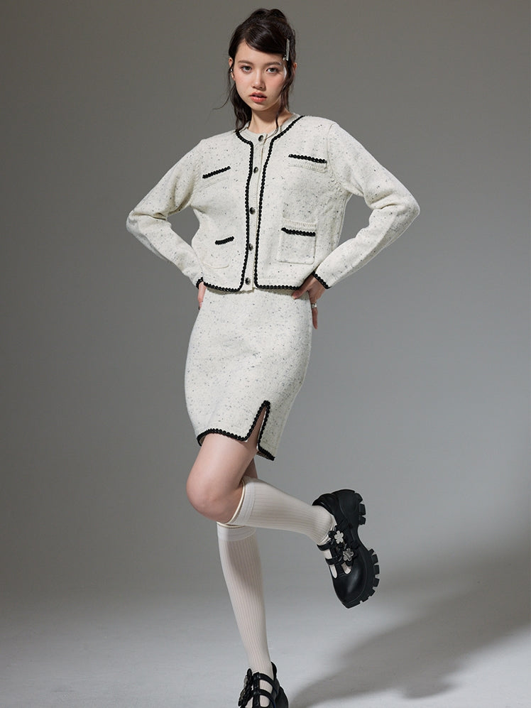 Strickjacke und Rock Strickstrick