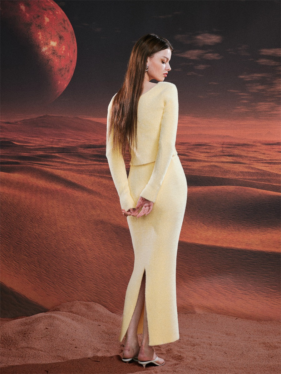 모피 짧은 가디건 및 치마