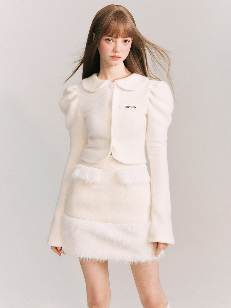 Fluffy Small FUR CARDIGAN JACKET