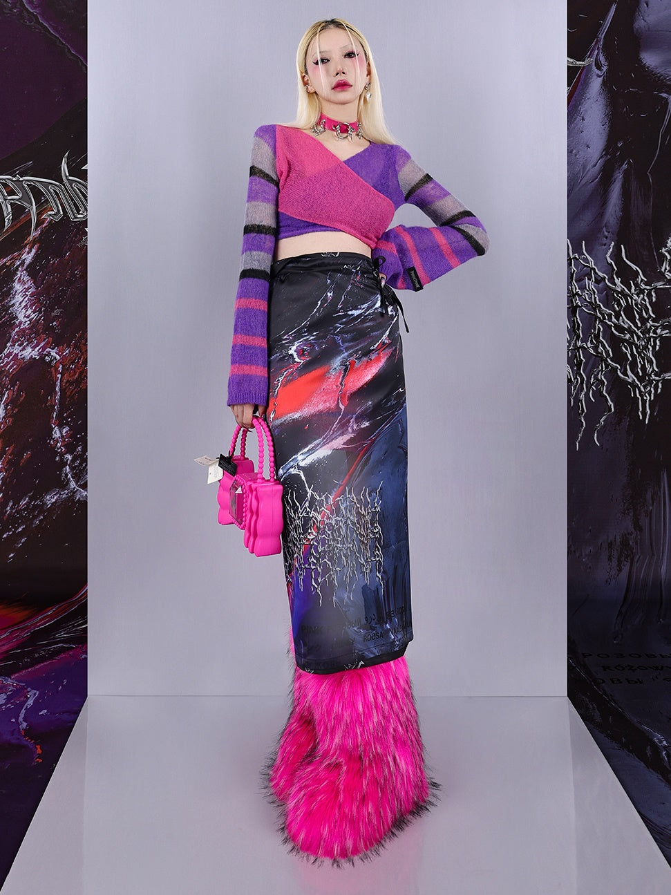 Impact Color Stripe Strick Top & Rock