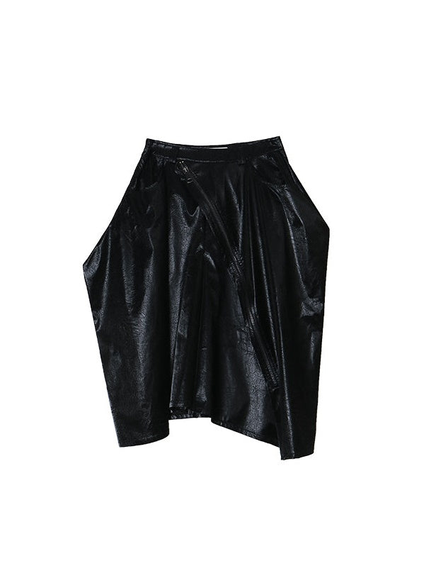 PU Leder asymmetrische Weitbein-Culottes