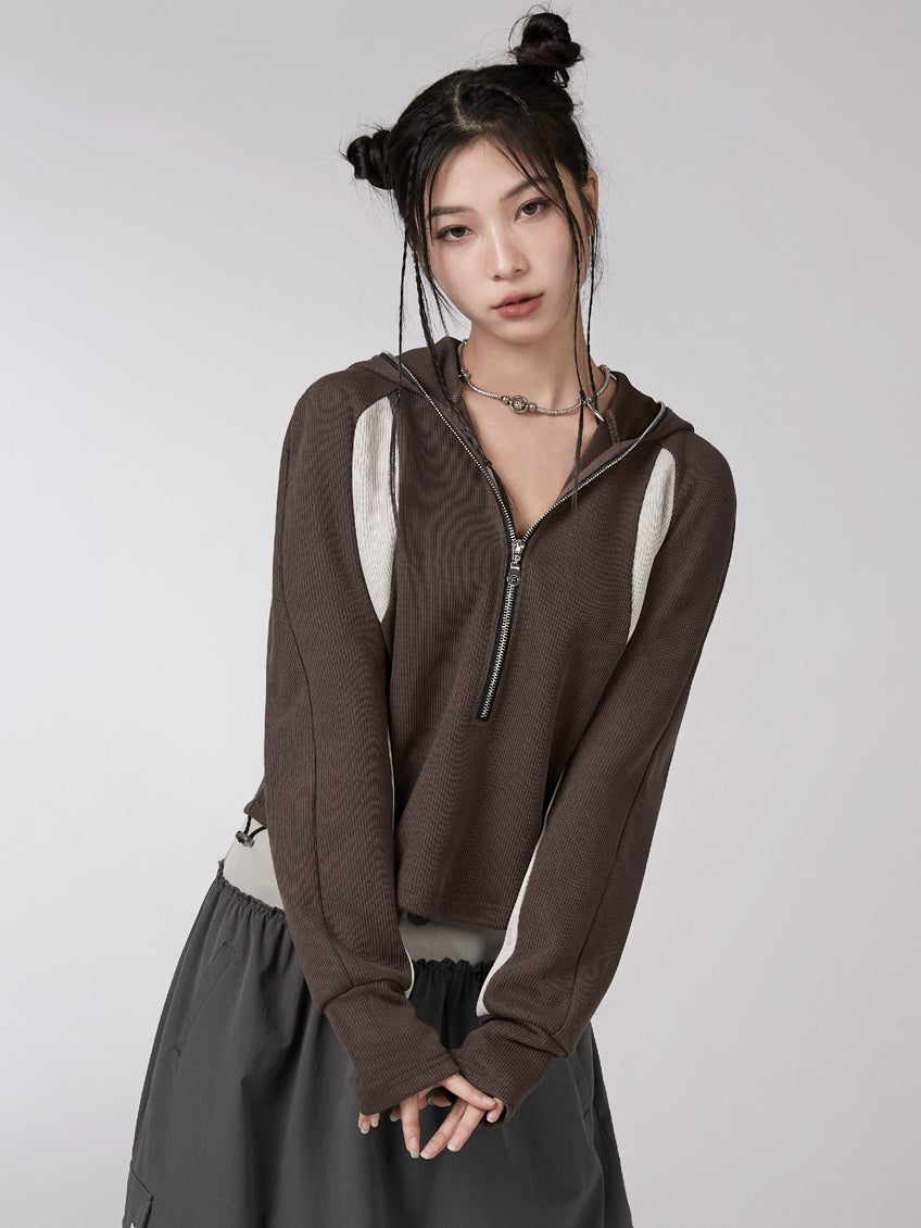 Contrast Color Pullover Hoodie