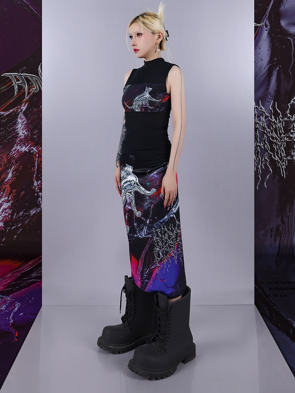 Psychedelic Mesh Sleeveless Top