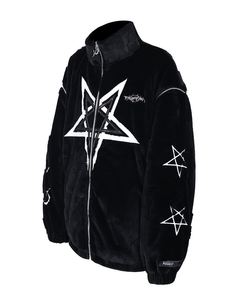 Detachable Sleeve Pentagram Embroidered Jacket