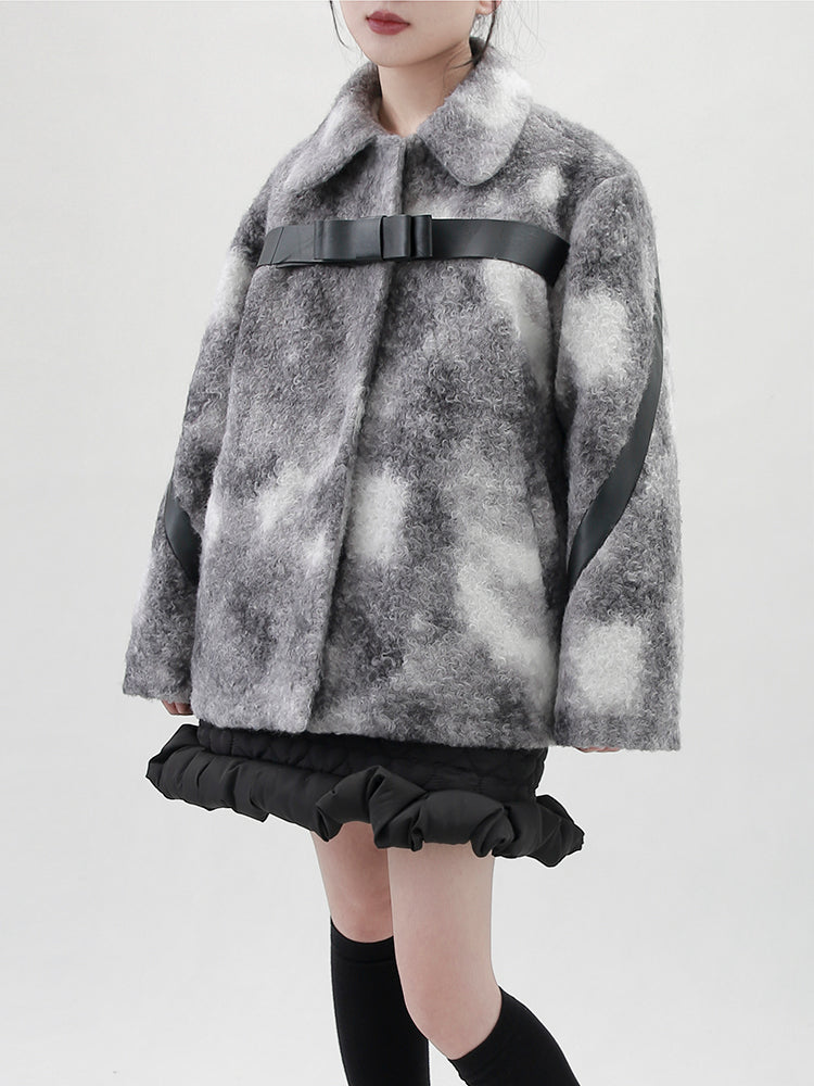 Tie-dye Boa Water-color Belt Jacket