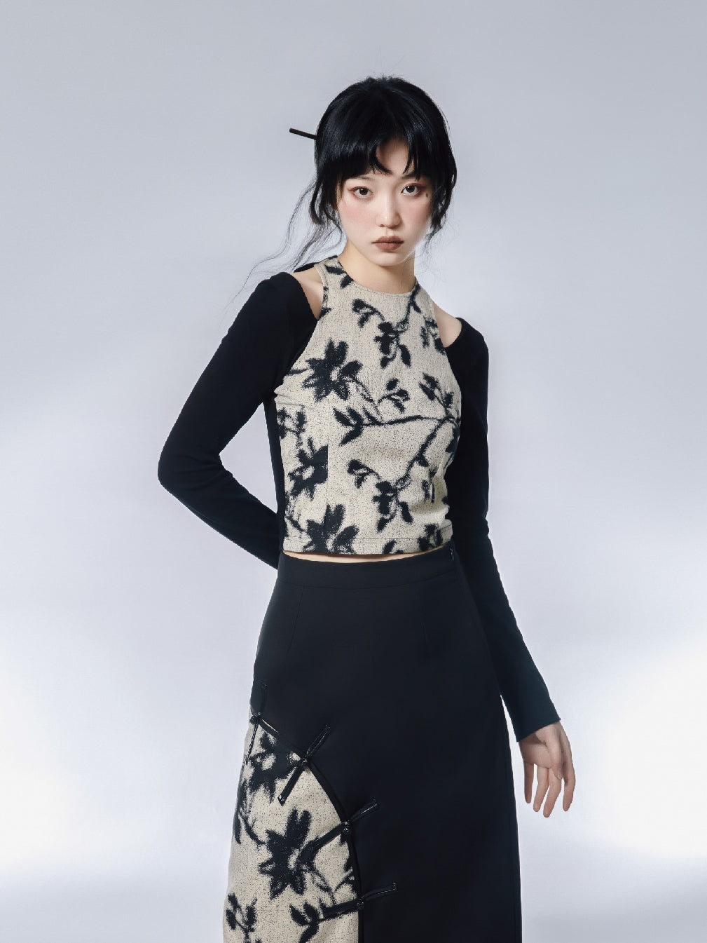 Flower Retro Unique Tight OPNE-SHOULDER CUTSEW