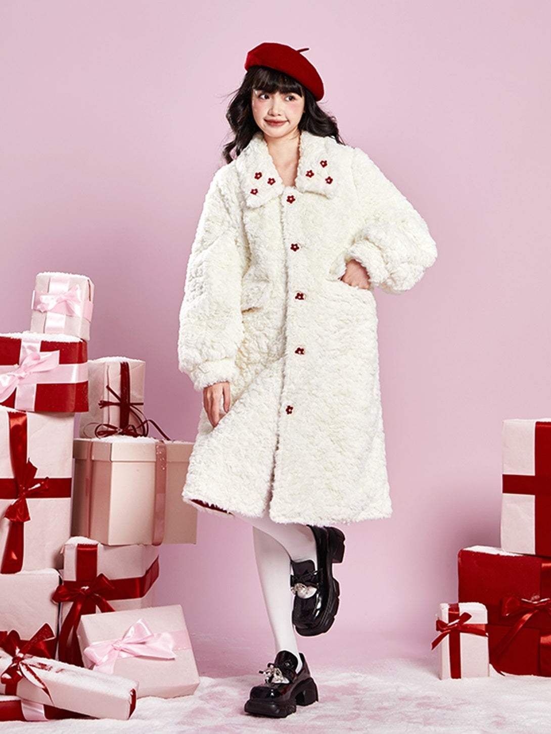 Mid-LENGTH PLUSH COAT