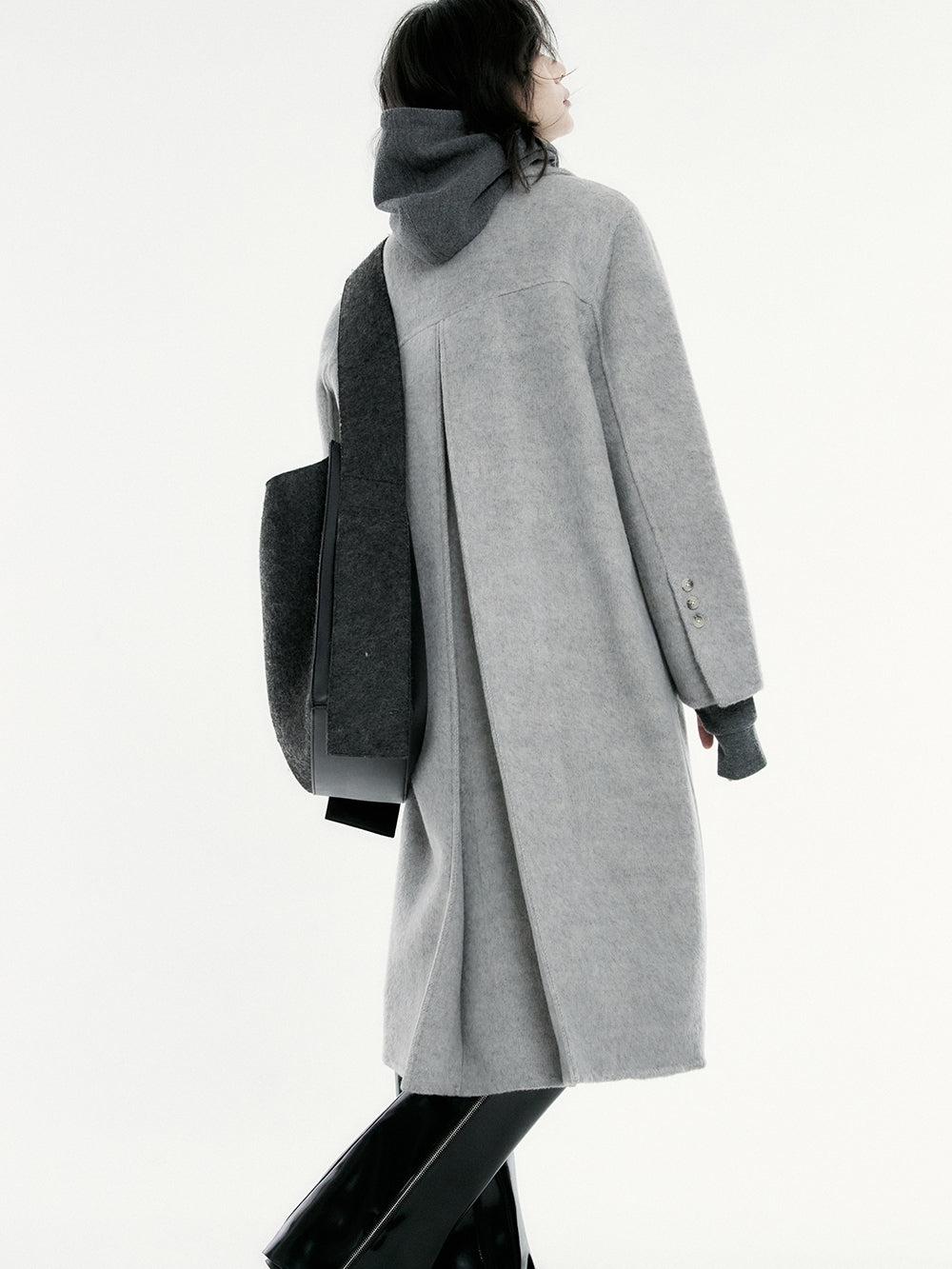 니치 양모 긴 코트