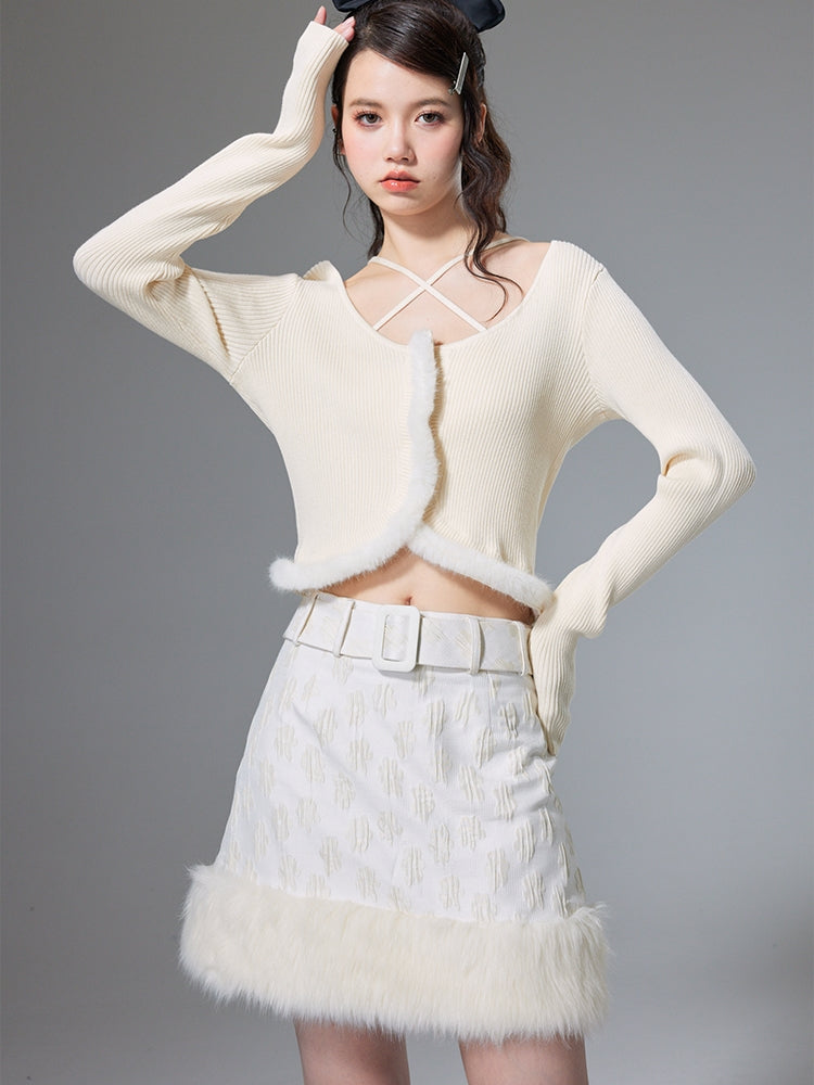 Jacquard Soft Frayed 치마