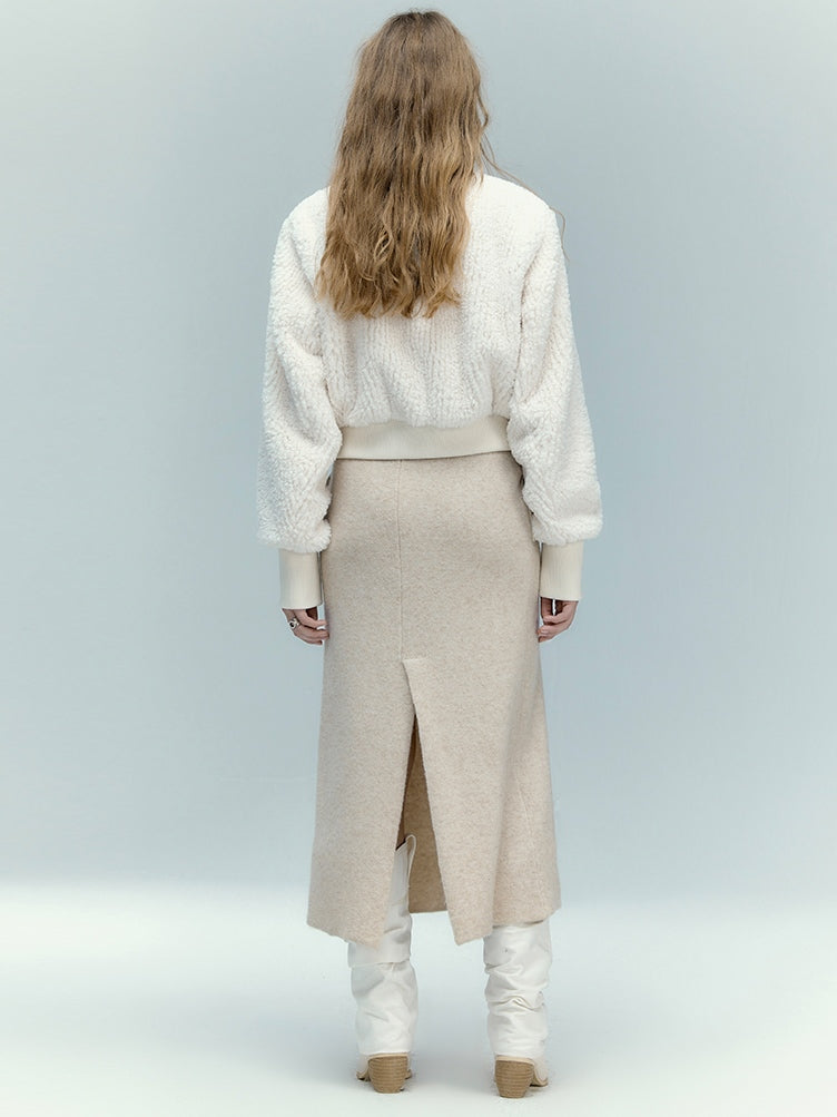 Jupe en cuir en tricot