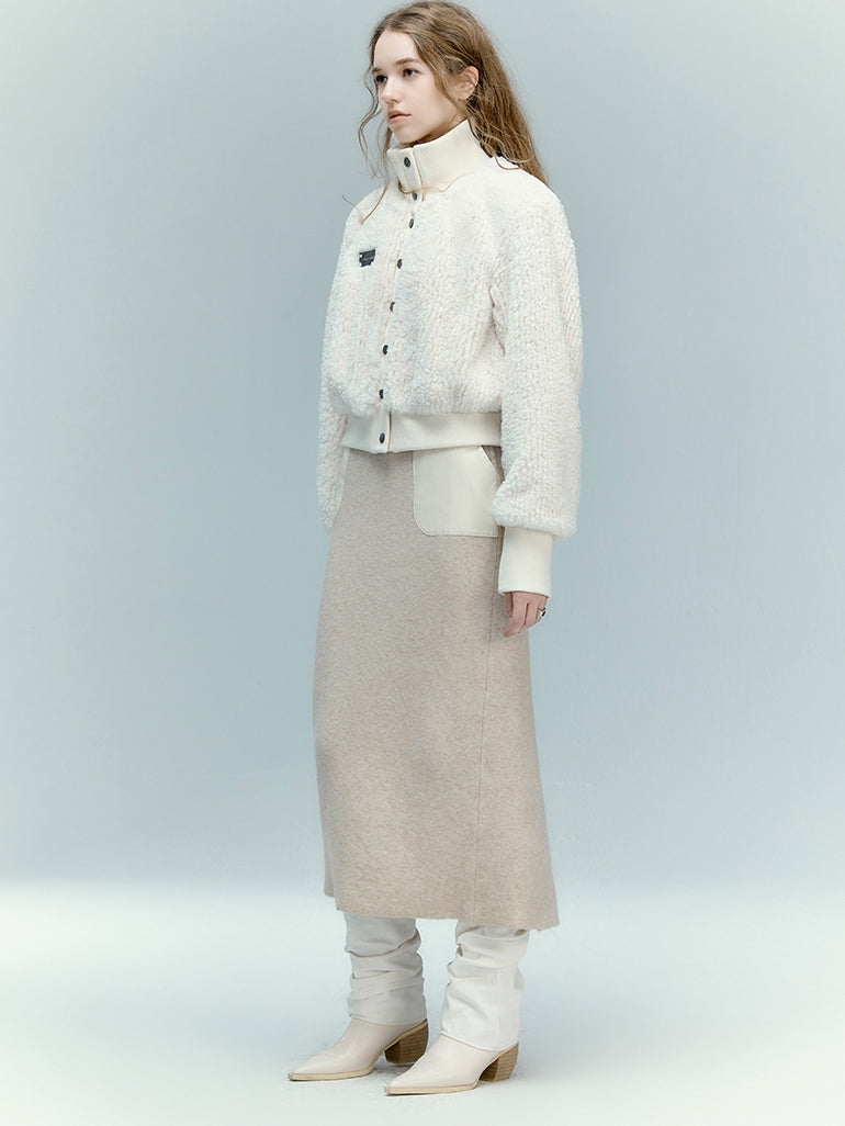 Jupe en cuir en tricot