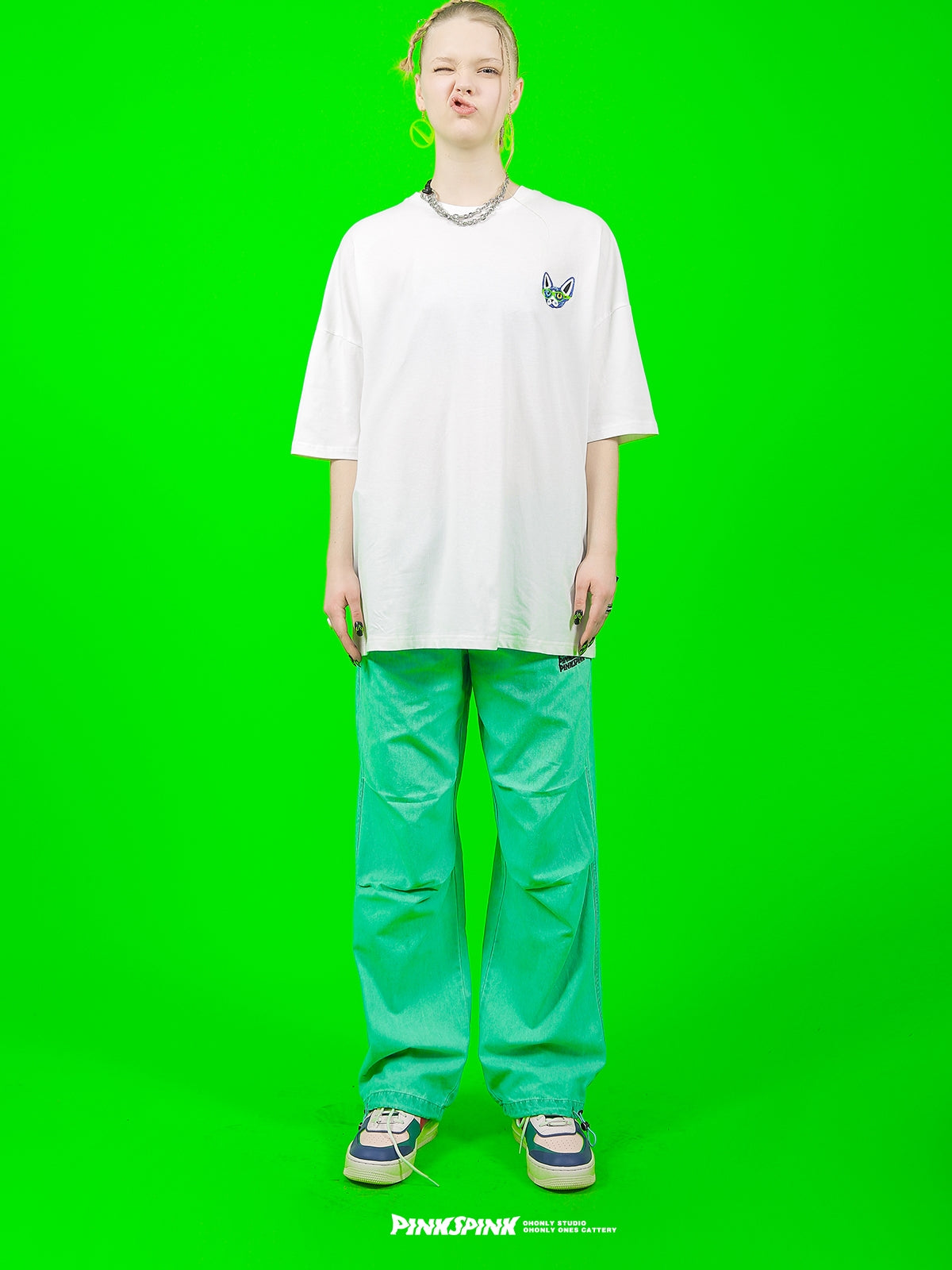 개 OnePoint 오버 사이즈 캐주얼 T 셔츠