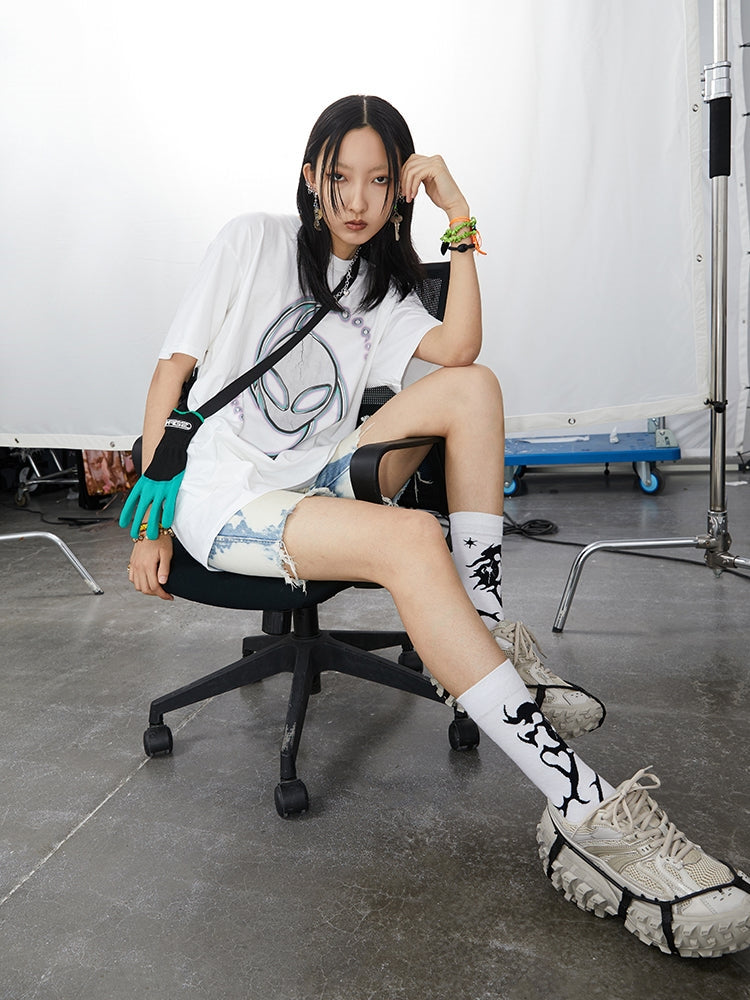 인쇄 된 짧은 슬리브 티셔츠