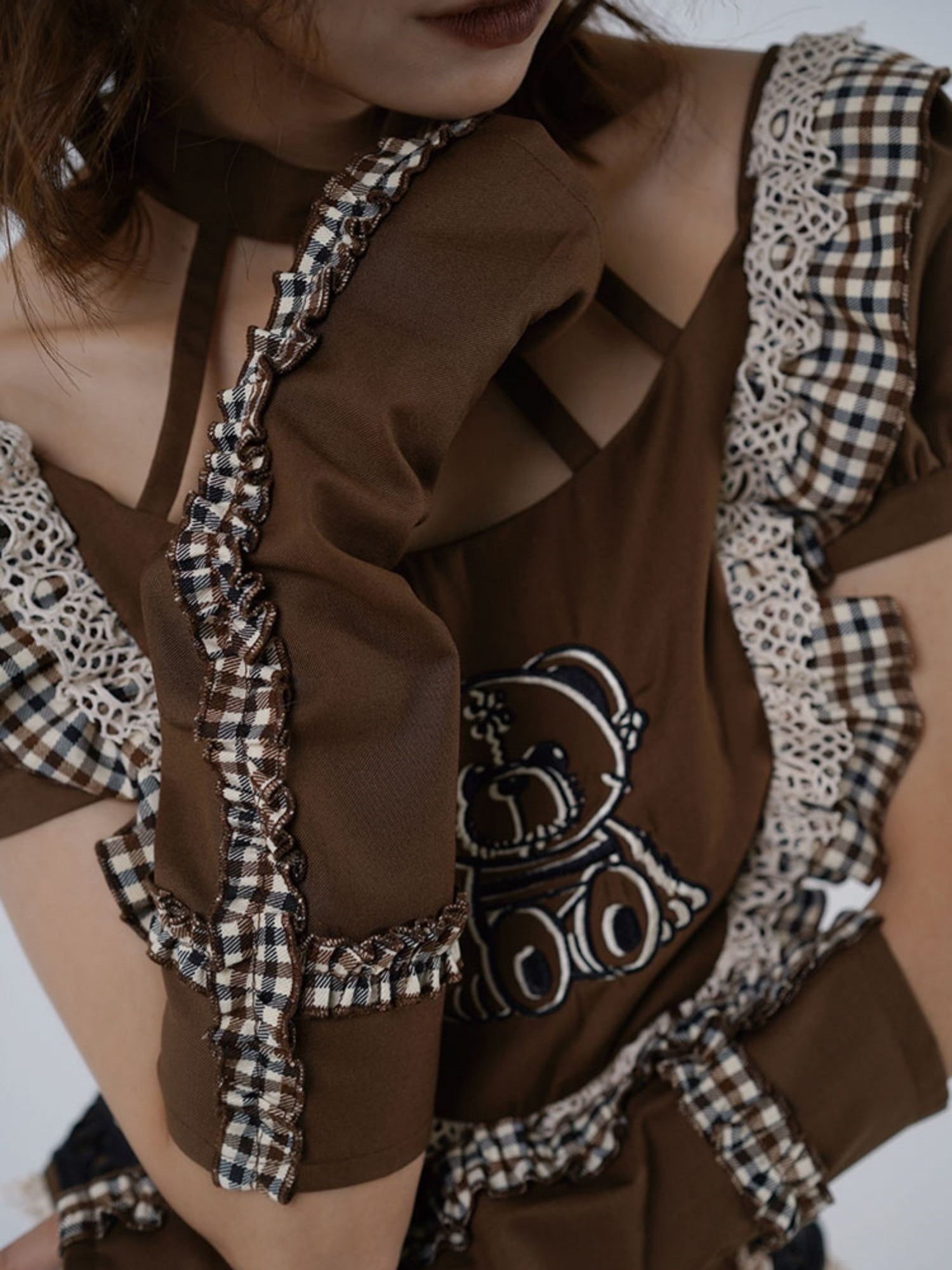 Puff Sleeve Short Top & Arm Warmer