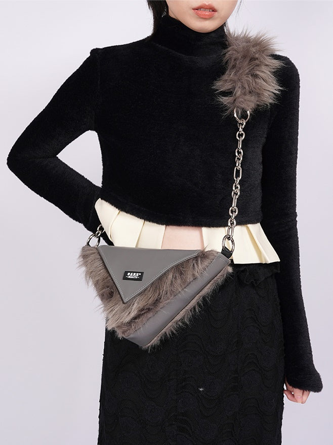 Pelz eine Schulter -Diagonal -Tasche