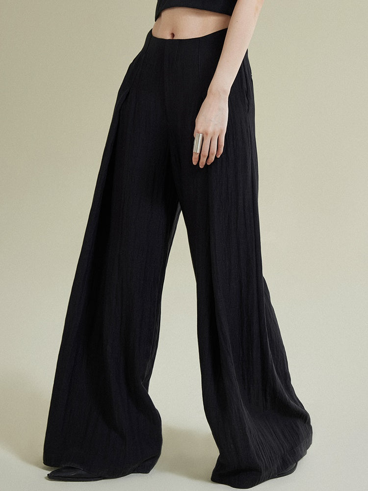 High-Low Drop Waist Wide-Leg Pants