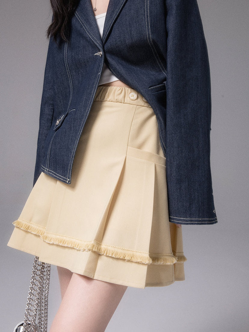 주름 잡은 프린지 스커트