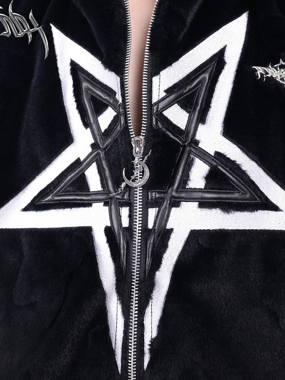 Detachable Sleeve Pentagram Embroidered Jacket