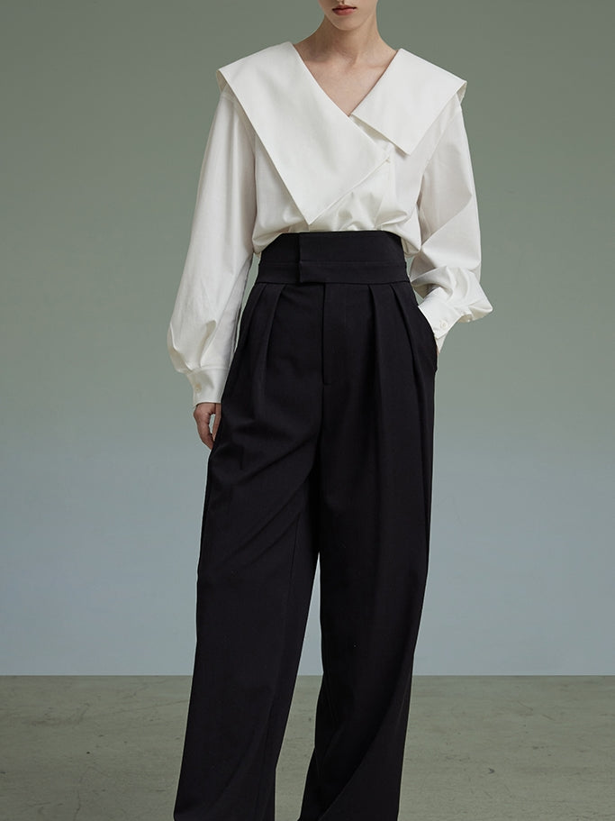 비대칭 V 넥 셔츠