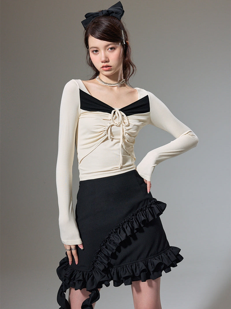 Quadratische Hals mit langem Märm von Bodhemd