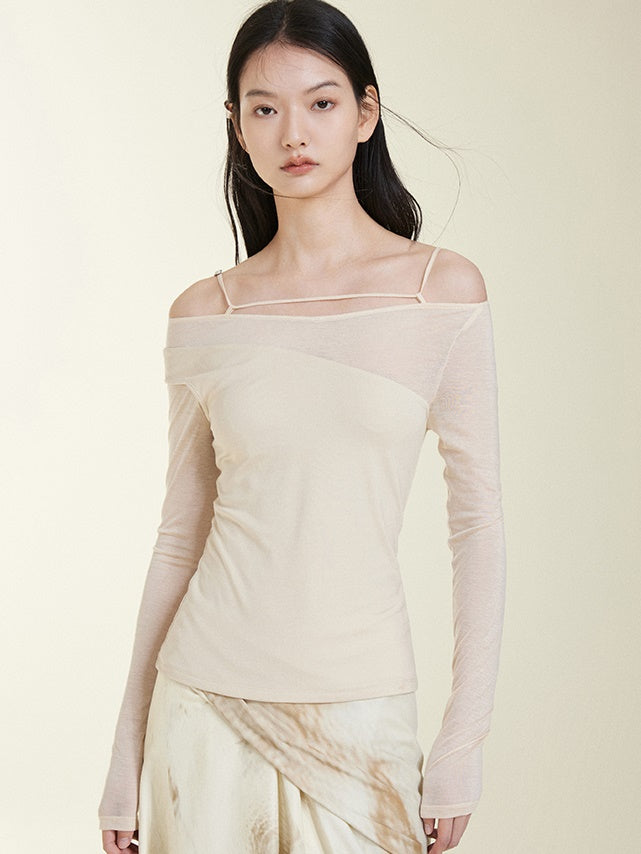 Fake Two ONE-WORD COLLAR BOTTOMING T-SHIRTS