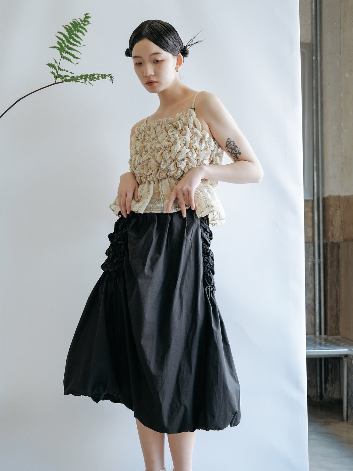 Asymmetric Pleated A-Line Skirt