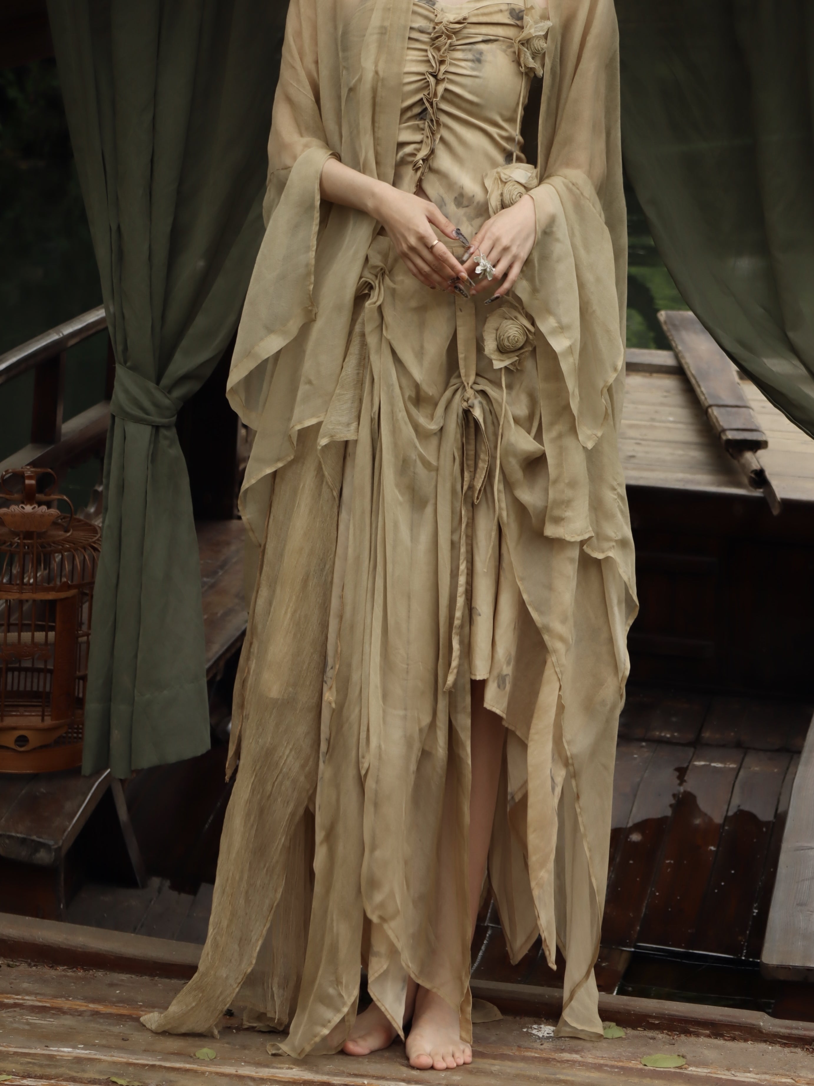 실크 A- 라인 치마