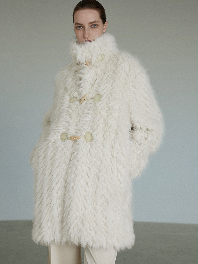 Fluffy BOA FUR MATURE MIDDLE STAND-COLLAR JACKET