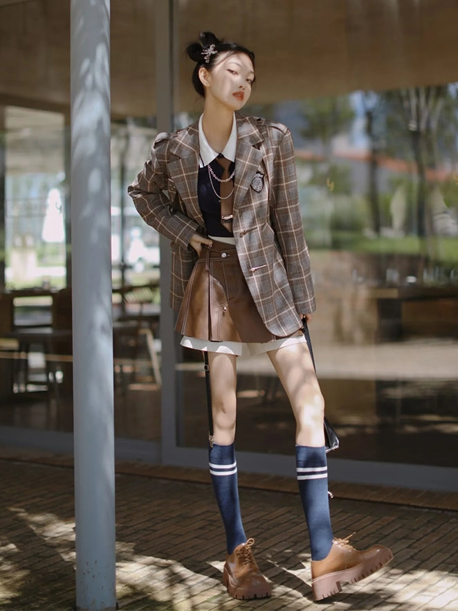 British Style Anzug Jacke & Shirt & Culottes