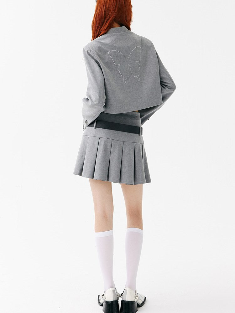 중국 스타일 로우 웨이스트 스커트 및 짧은 재킷