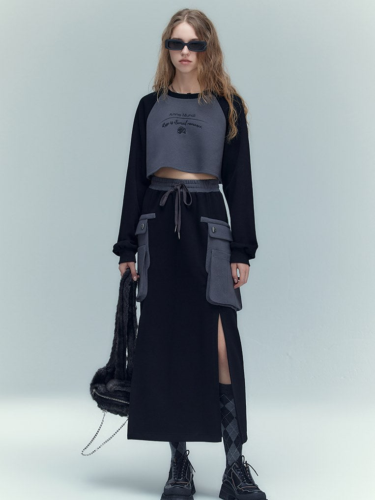 Sweat court et longue configuration de jupe