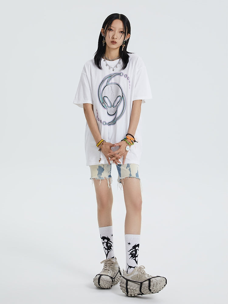 인쇄 된 짧은 슬리브 티셔츠