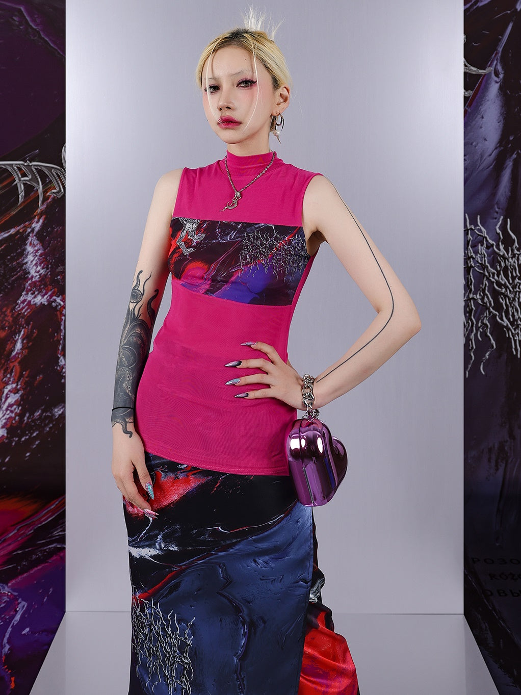 Psychedelic Mesh Sleeveless Top