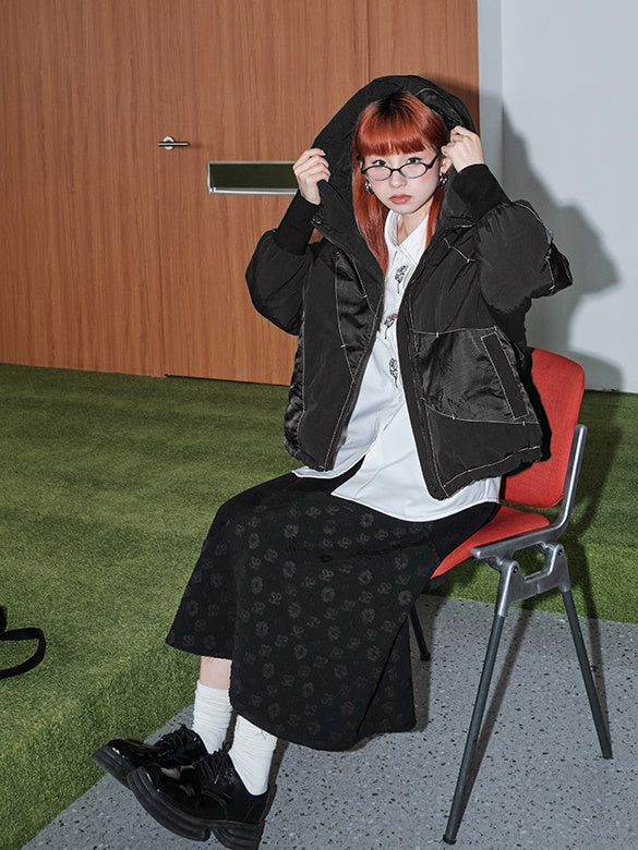 Schmetterlingstextur kurz Down Jacke