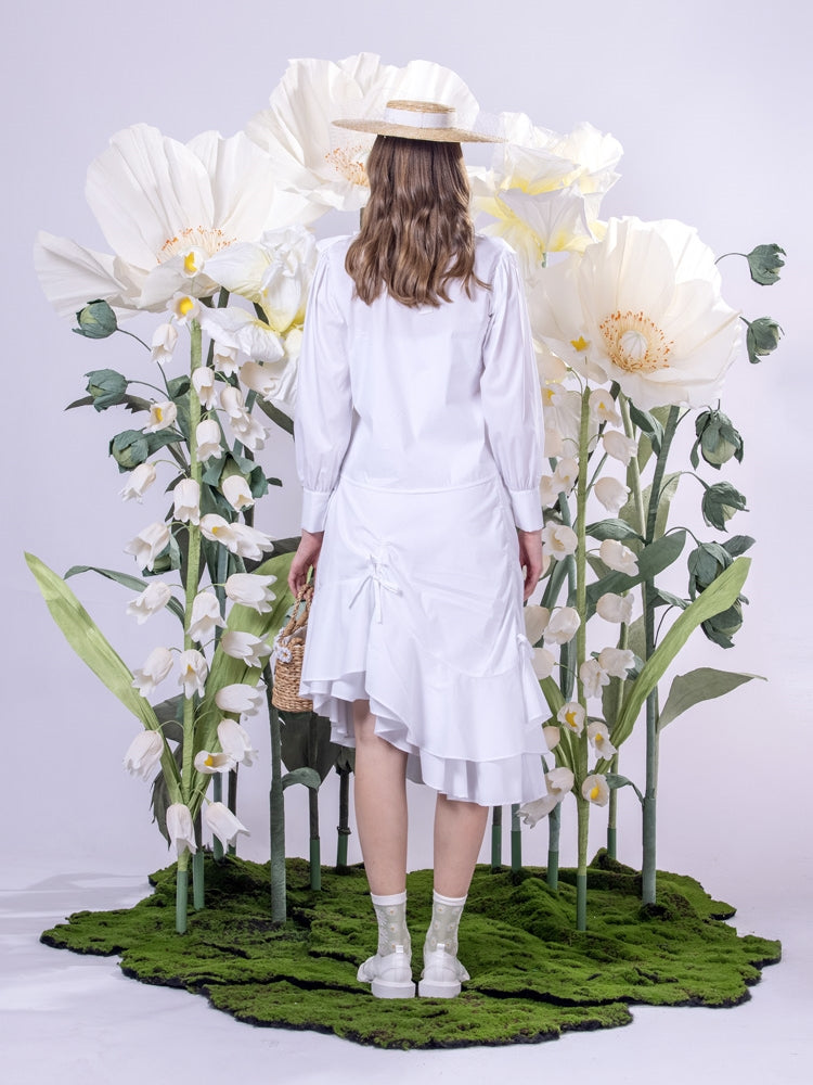 IRREGULAR DRAWSTRING LAYERED SWEET SKIRT