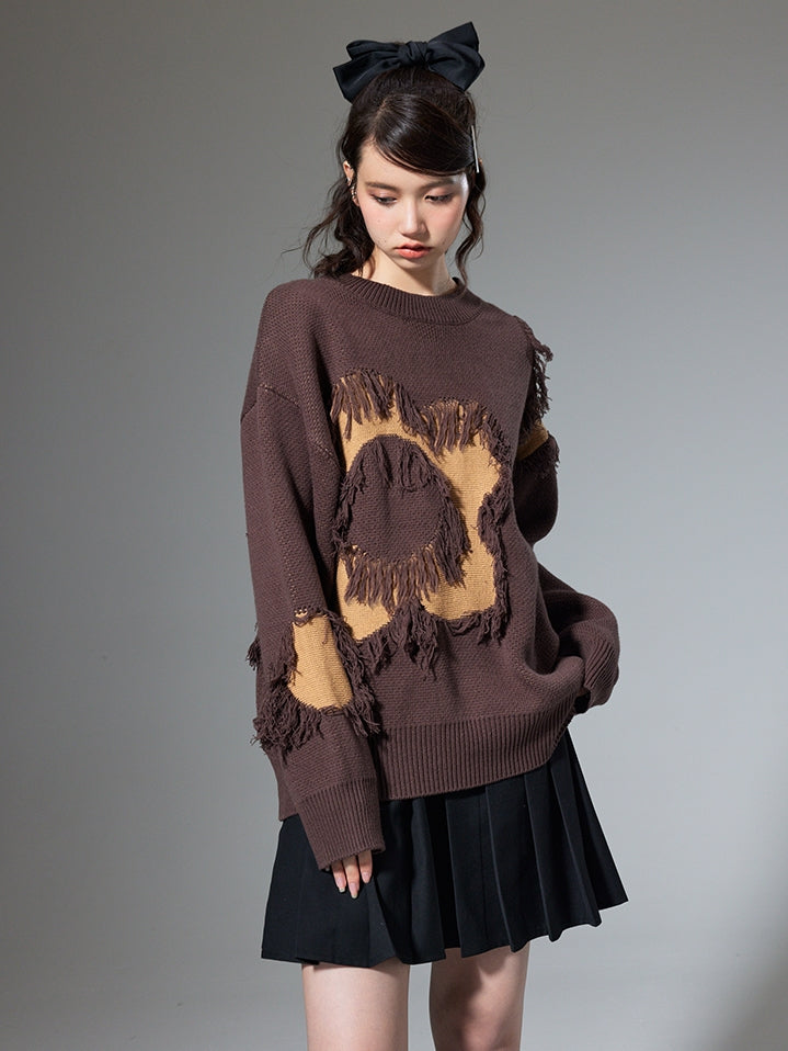 프린지 꽃 스웨터
