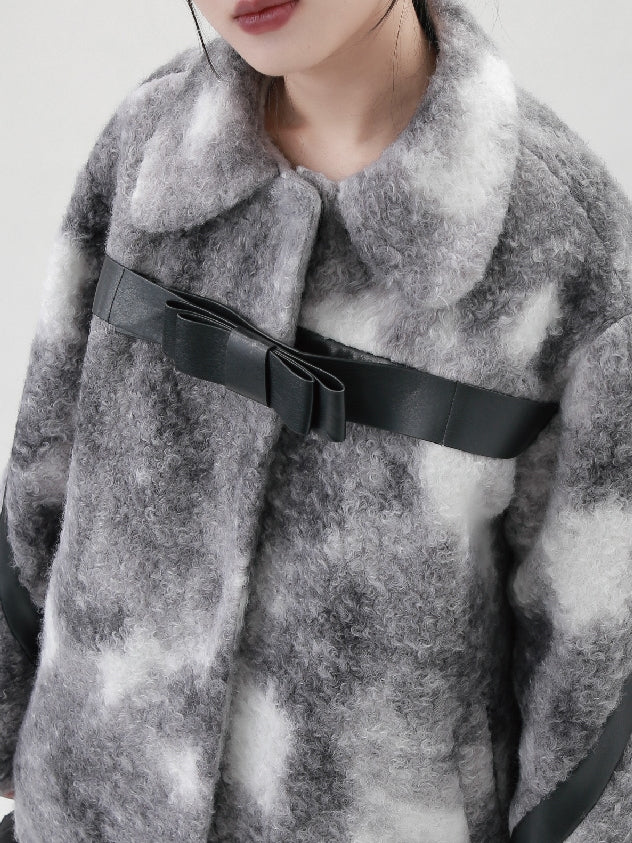 Tie-dye Boa Water-color Belt Jacket