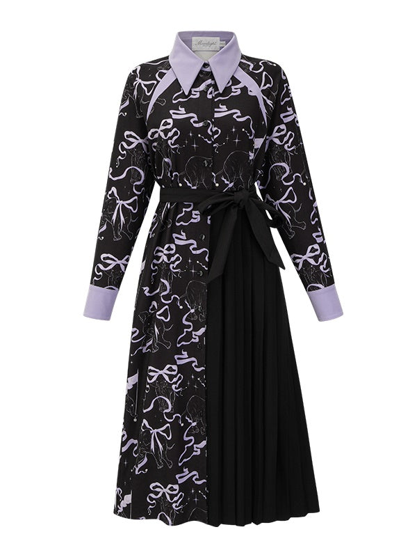 Ribbon Classy Neat PLEATS ELEGANT ONE-PIECE