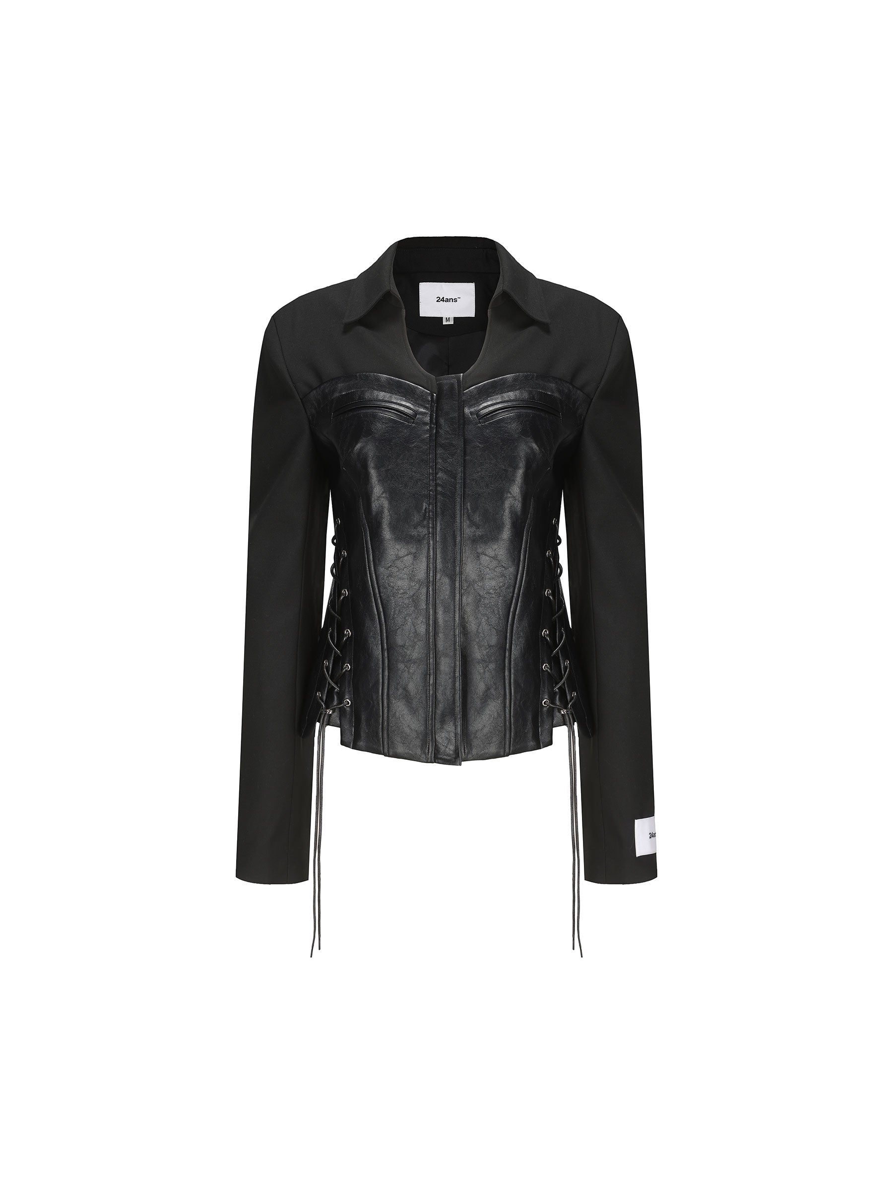 Leather Handsome Cool Lace-up Tops&Skirt
