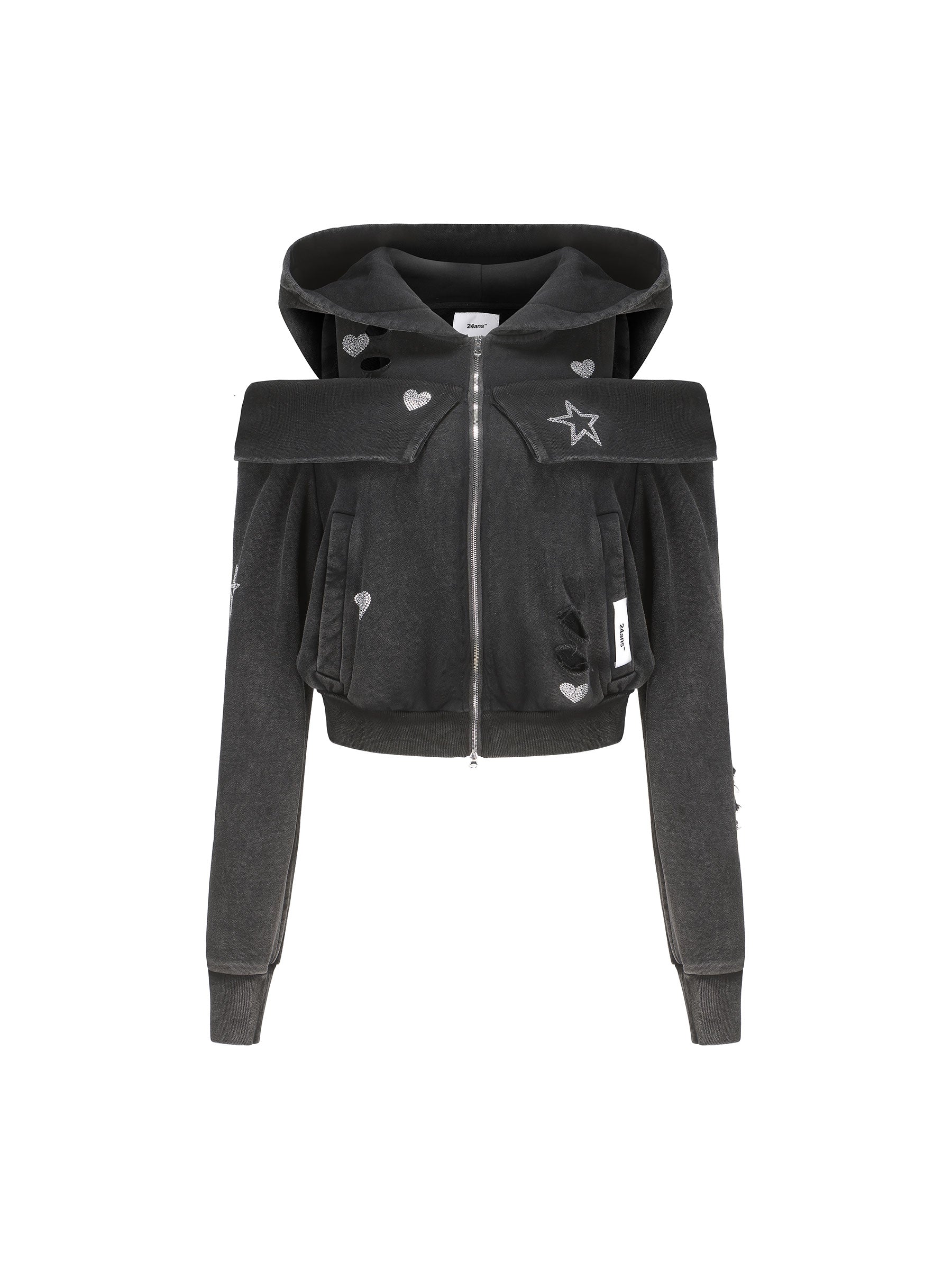 Hoodie beschnittene Open-Shoulder Parka